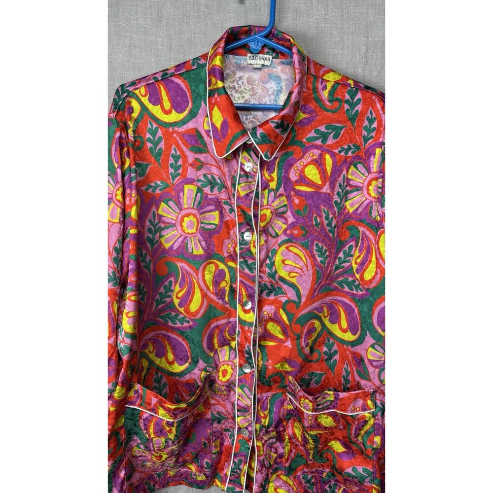 Kilo Brava Bright Floral Print Sateen Pajama Top Size XXXL